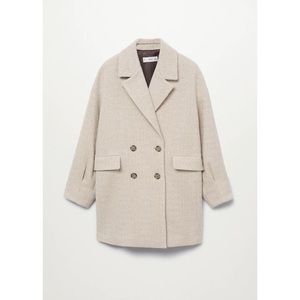 Mango herringbone double breasted wool coat